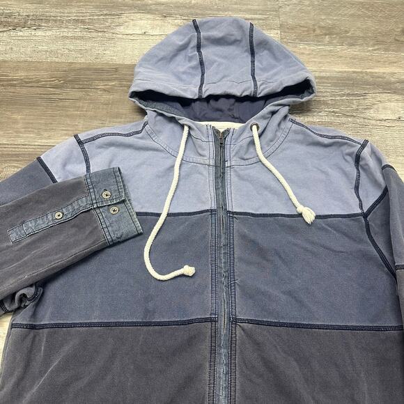 Carbon2Cobalt Colorblock Blue White Mens L Zip Up Utility Workwear Hooded Jacket - Picture 1 of 9